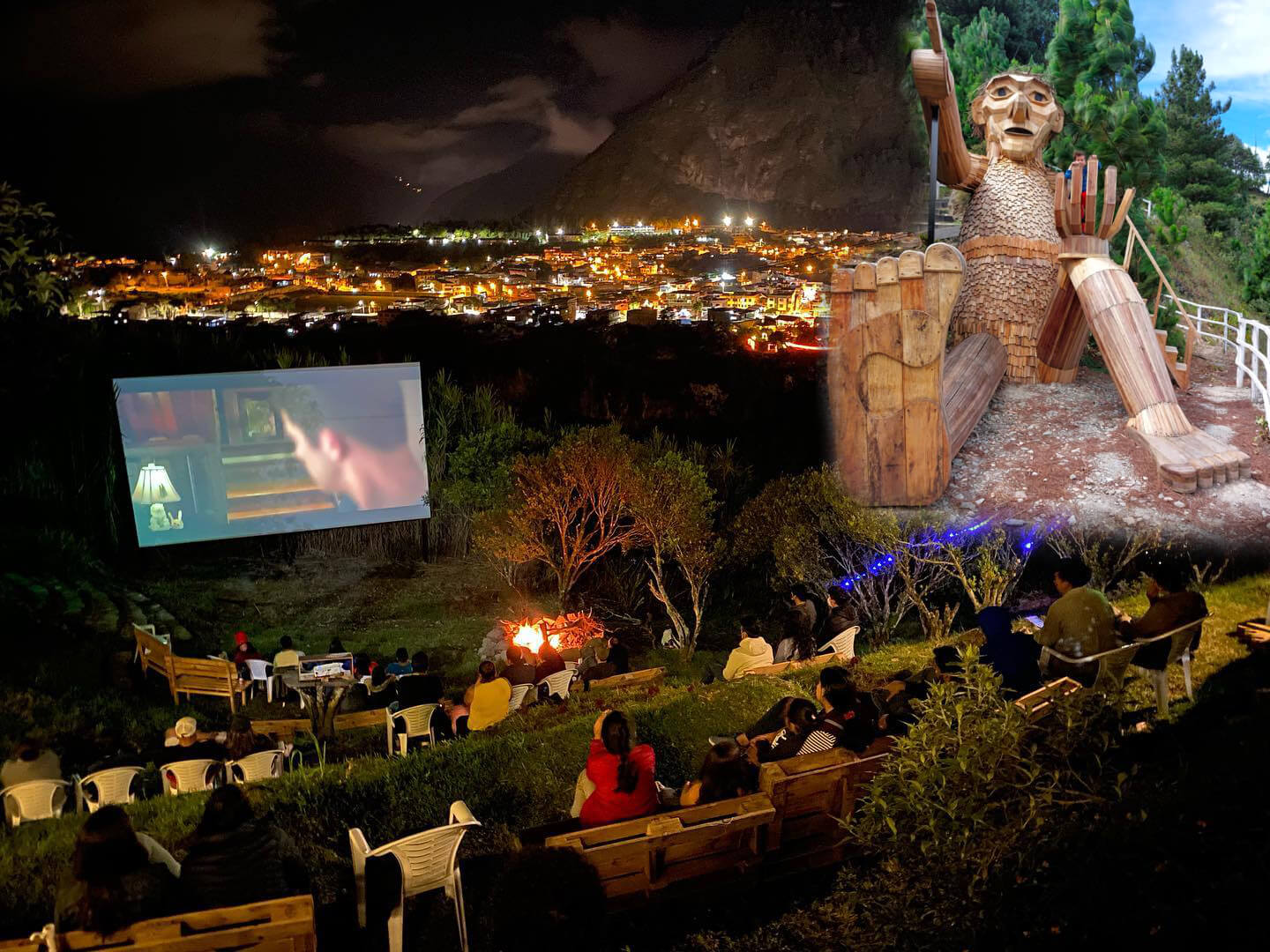 parque de los troles, cine en ba;os, cine al aire libre, trolls, troull mountain, sendero de los trolls